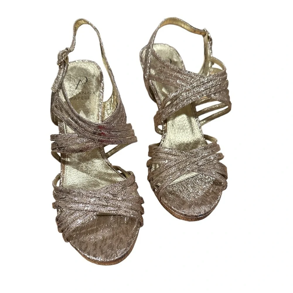 ADRIANNA PAPELL BECKA WEDDING GUEST SHIMMER PLATFORM SLINGBACK OPEN TOE SHOES 8